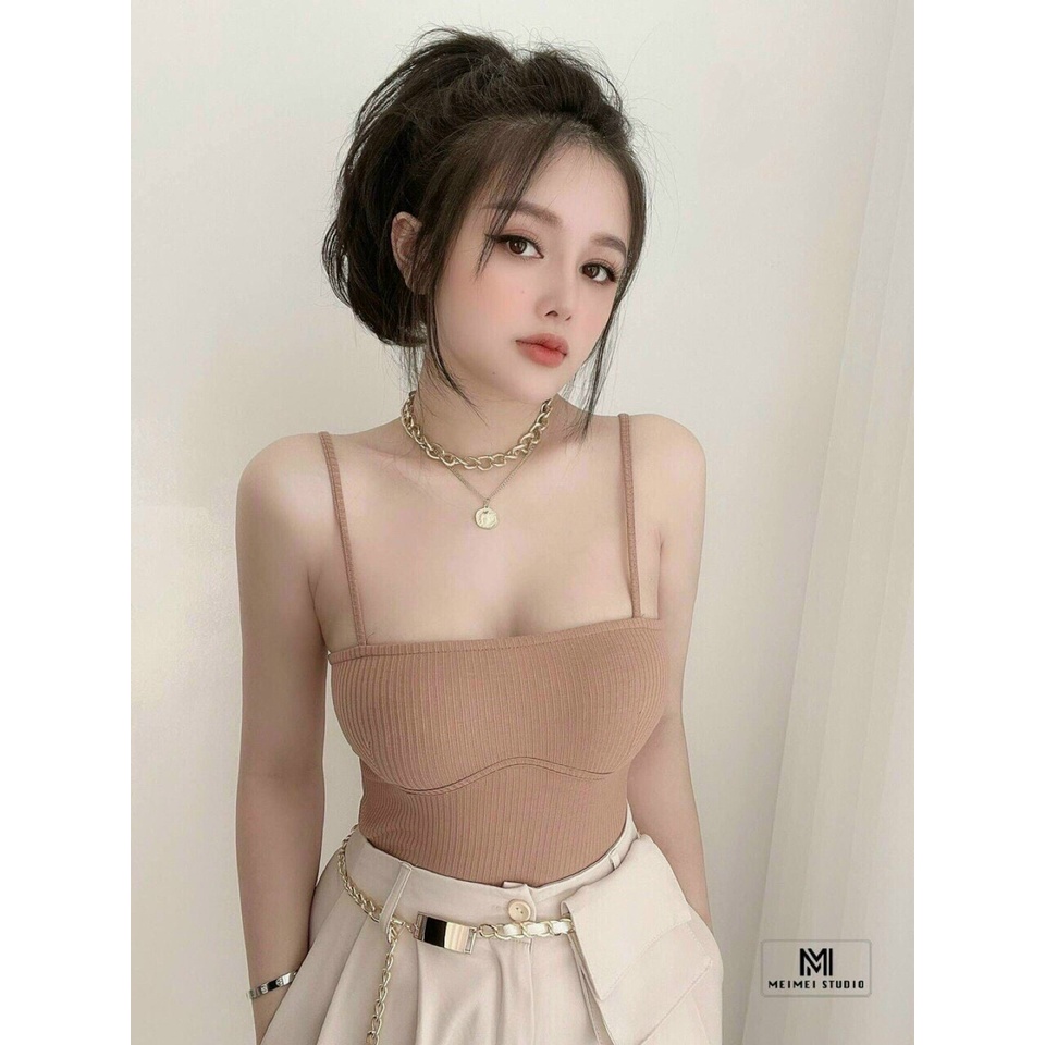 Áo Hai Dây Phối Sang Chảnh - Có Mút Ngực Chất Thun Gân
