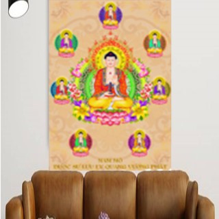 Tranh đá Thất Phật Dược Sư LG1496 - kích thước: 50 * 70cm. (TRANH CHƯA LÀM)