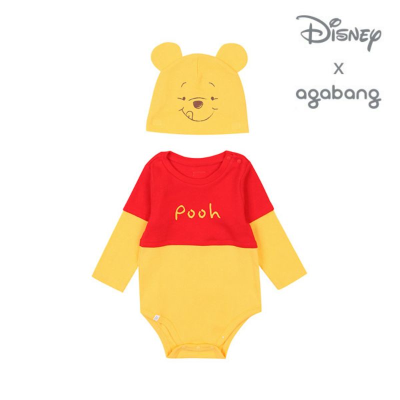 (Sz 80,90,100)-Set Mũ+ body Pooh Disney Agabang VN xuất Hàn