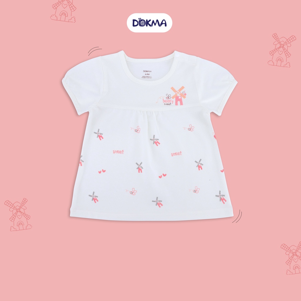 DA905 Áo cộc tay bé gái cotton 100% Dokma ( 9-36M)