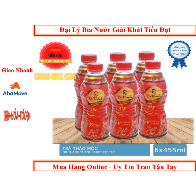 Lốc 6 Chai Trà Thảo Mộc Thanh Nhiệt Dr Thanh Chai Nhựa Cao 455ml