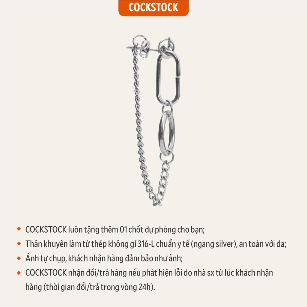 Khuyên tai thả Paperclip Round Chain CockStock