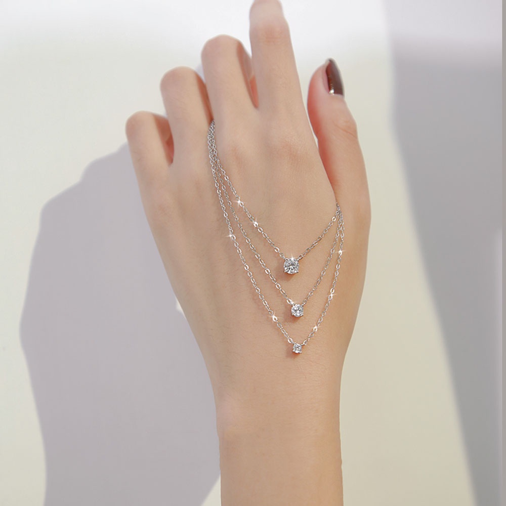 Dây chuyền mặt hình học đính đá zircon thời trang cho nữ