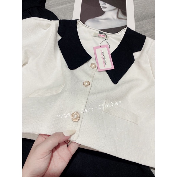 Aó Blazer Nữ Tay Dài JARI-CLOTHES Croptop Kèm Váy Hai Dây Sang Chảnh Tiểu Thư