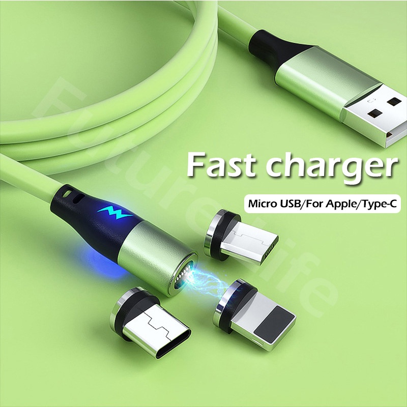 Cáp Sạc Nhanh Từ Tính Có Đèn LED Cổng Micro USB/ Dành Cho iPhone/Type C