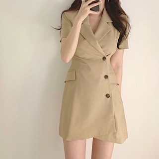 Đầm vest kem nút đen (kèm hình thật)