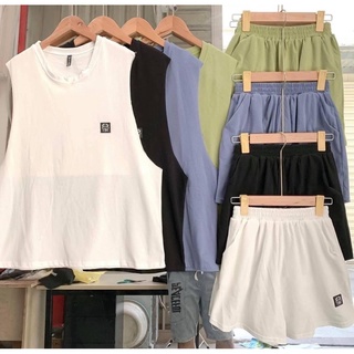 set tanktop kèm quây& quần đùi thêu logo