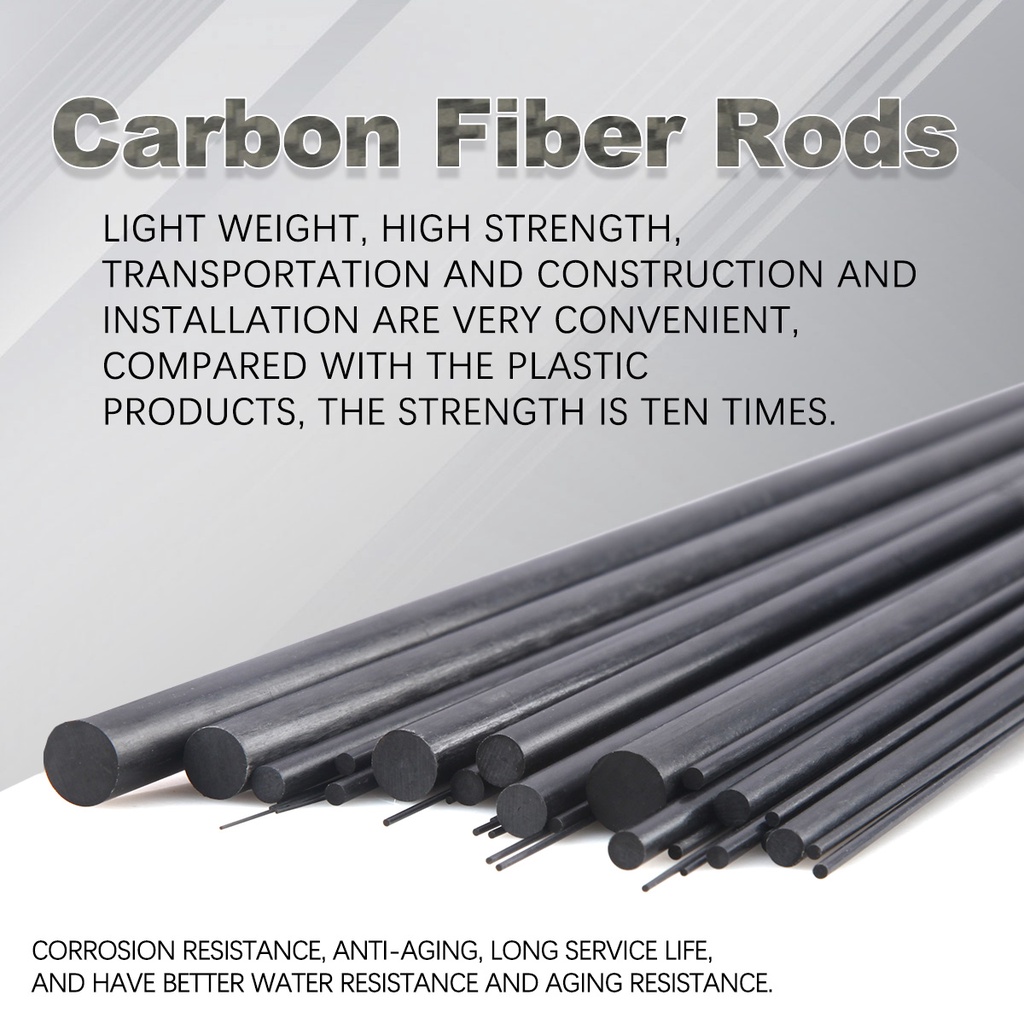 Set 5 / 10 Que Sợi Carbon Đường Kính 0.5mm 1mm 2mm 3mm 4mm Dài 500mm Cho Mô Hình Điều Khiển Từ Xa