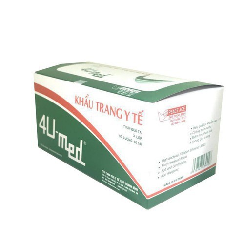 Khẩu trang y tế 3 lớp 4U Med hộp 50 cái