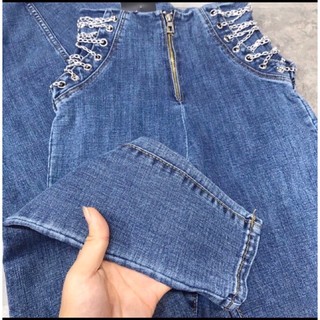 Quần bò xích cạp cao (  ảnh thật shop chụp)