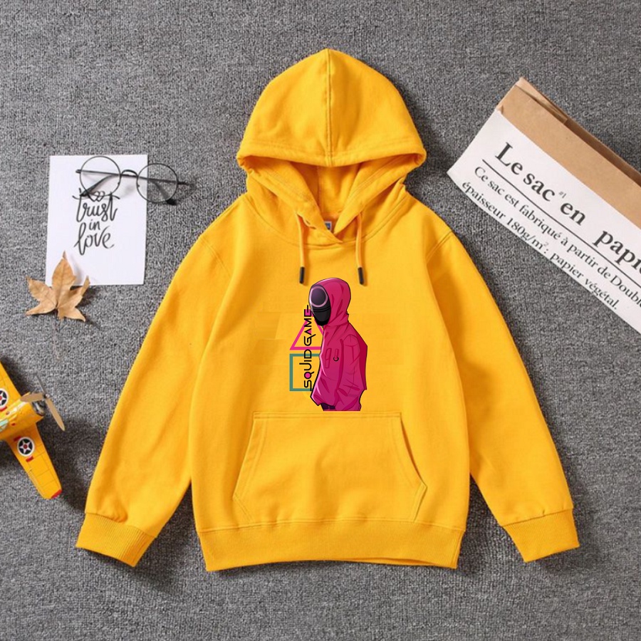 Áo hoodie Squid Game trò chơi con mực màu vàng cực chất cho bé trai bé gái