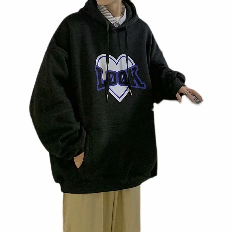 Áo hoodie in họa tiết chữ form rộng phong cách Nhật Bản trẻ trung cho nam và nữ size M-5XL
