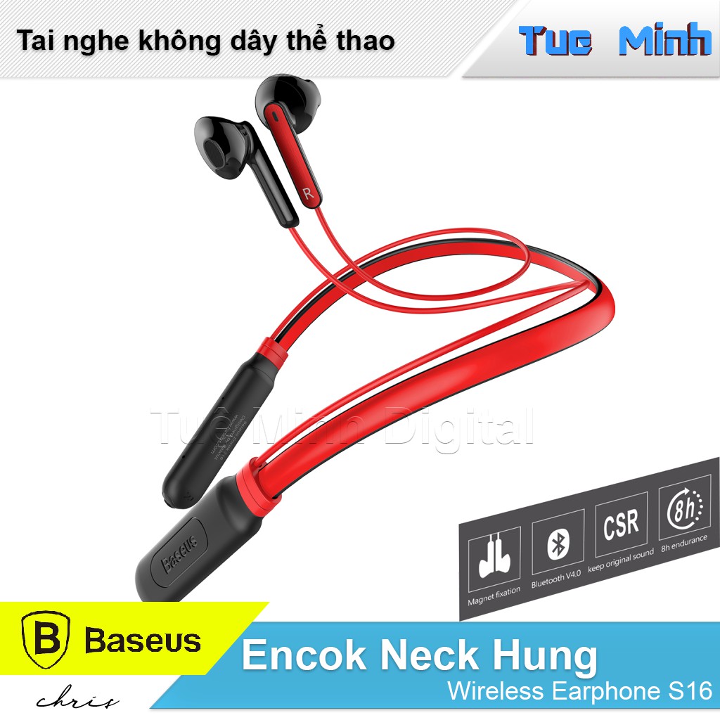 Tai nghe nhạc thể thao không dây bluetooth Baseus Encok Neck Hung Wireless Earphone S16