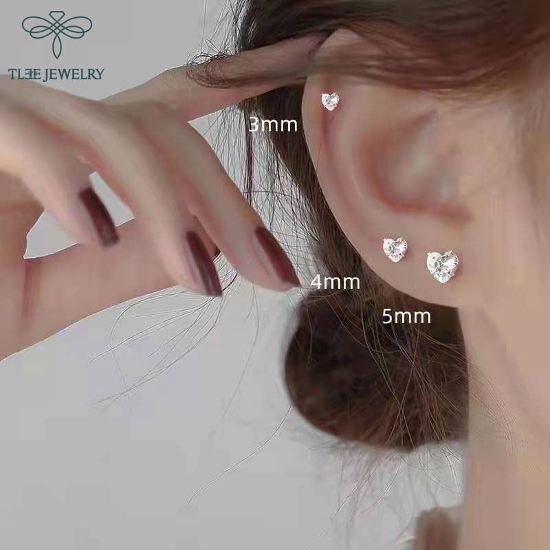 Khuyên tai bạc nữ TLEE nụ đá tim xinh xắn TleeJewelry B0243