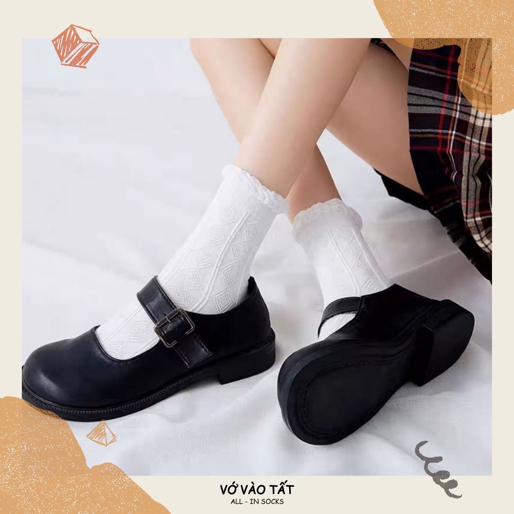 TẤT VỚ TRẮNG HOA VĂN LOLITA NỮ TÍNH