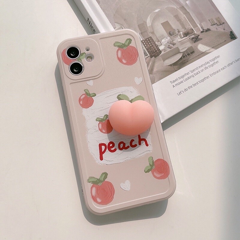 Ốp silicon đào nổi bóp mềm dễ thương iphone11 7/8plus X Xr Xsmax 12 12promax