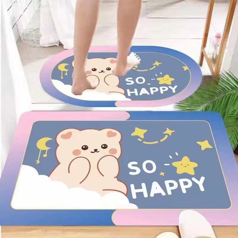 Thảm Chùi Chân Thấm Hút Tốt In Họa Tiết Hoạt Hình Đáng Yêu