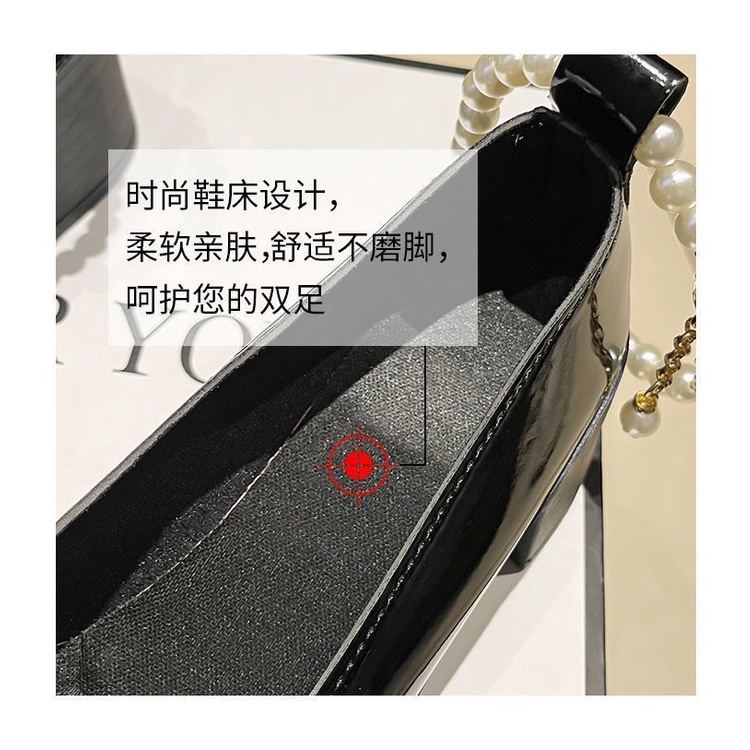 Giày Cao Gót Mary Jane Bằng Da Đính Nơ Và Ngọc Trai Phong Cách Hàn Quốc Thời Trang Xuân Hè 2022