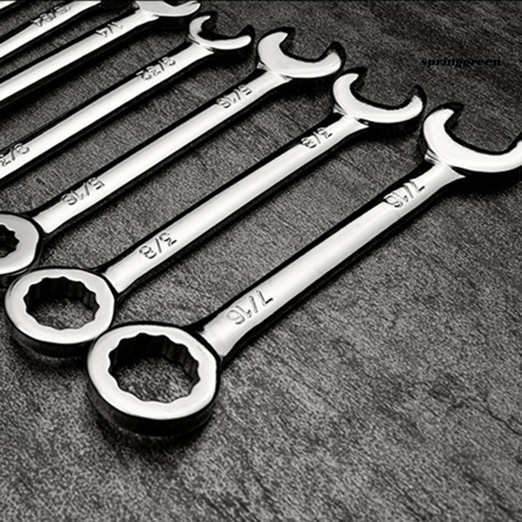 SPRIN 10Pcs Wrench Set Dual-service Labor-saving Chromium Vanadium Steel Assorted Double-headed Wrenches for Workshop