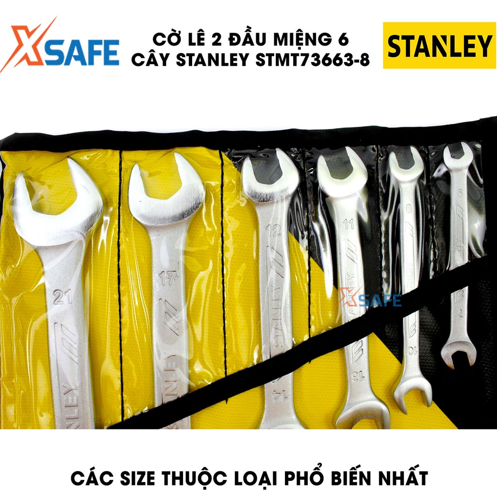 Bộ cờ lê 2 đầu miệng STANLEY STMT73663-8 6-23MM, thép chrome vanadium, dùng lắp ráp, sửa chữa, bảo trì - Chính hãng