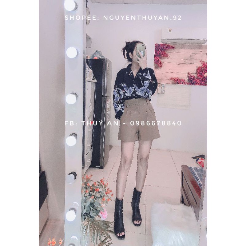 Áo sơ mi họa tiết chim cò