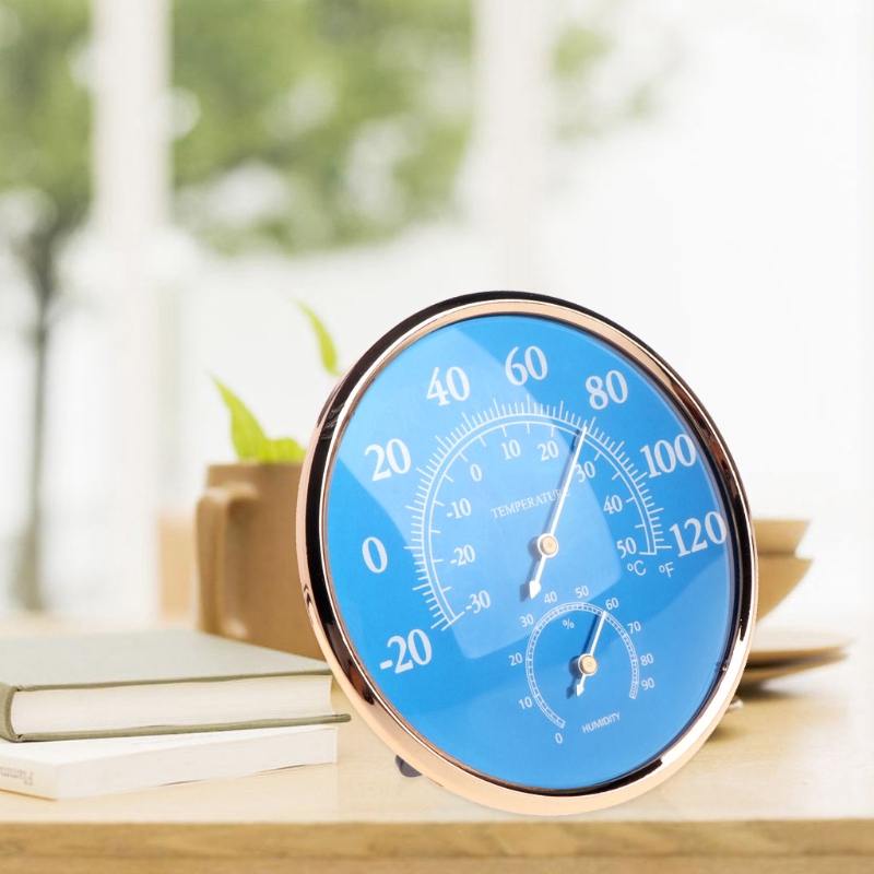 Dụng cụ đo độ ẩm và nhiệt độ hình tròn màu xanh