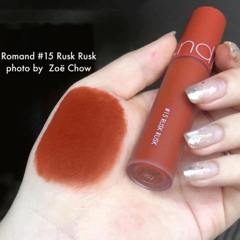 Son kem Romand Zero Velvet Tint -Màu 15 Rusk Rusk: nâu cam đất