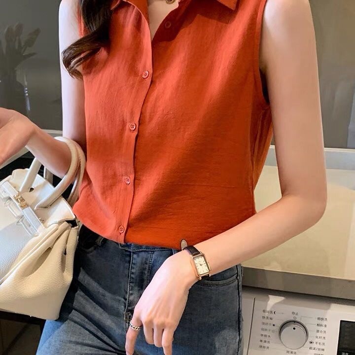 Áo Sơ Mi Không Tay Cổ Polo Thời Trang Mùa Hè Dành Cho Nữ
