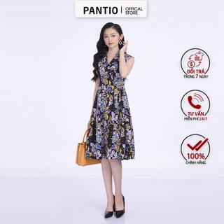 FDC12571 - Đầm công sở sát nách hoạ tiết cổ thiết kế kiểu vest - PANTIO