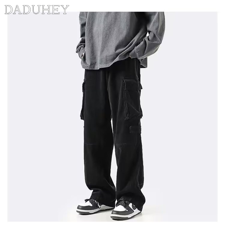 DaDuHey Men's and Women's 2022 Autumn Fashion Brand Straight Cargo Pants Korean Style Trendy Functional Loose Casual Pants
