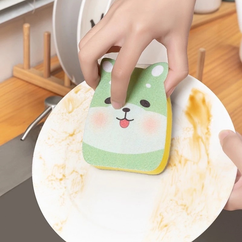 Dễ Thương Miếng Mút Rửa Chén Bằng Sợi Micro Hình Động Vật Hoạt Hình Đa Năng