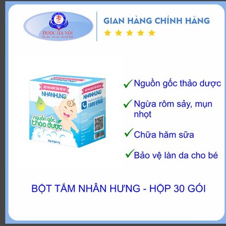 [Kèm quà tặng] Bột Tắm Nhân Hưng (hộp 30 gói)