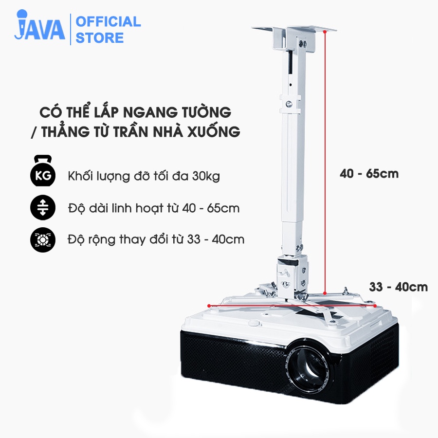 [XOAY 90 ĐỘ] Chân treo máy chiếu gắn tường - Loại 40 - 65cm