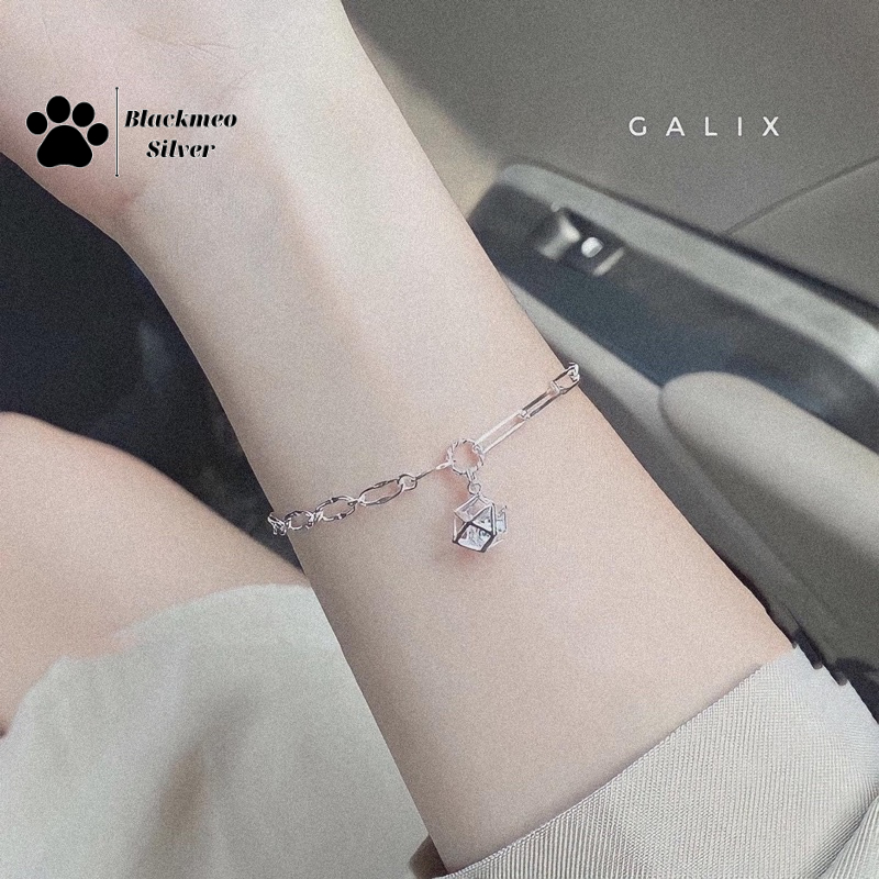 Lắc tay galix charm đa giác bạc S925-Blackmeo