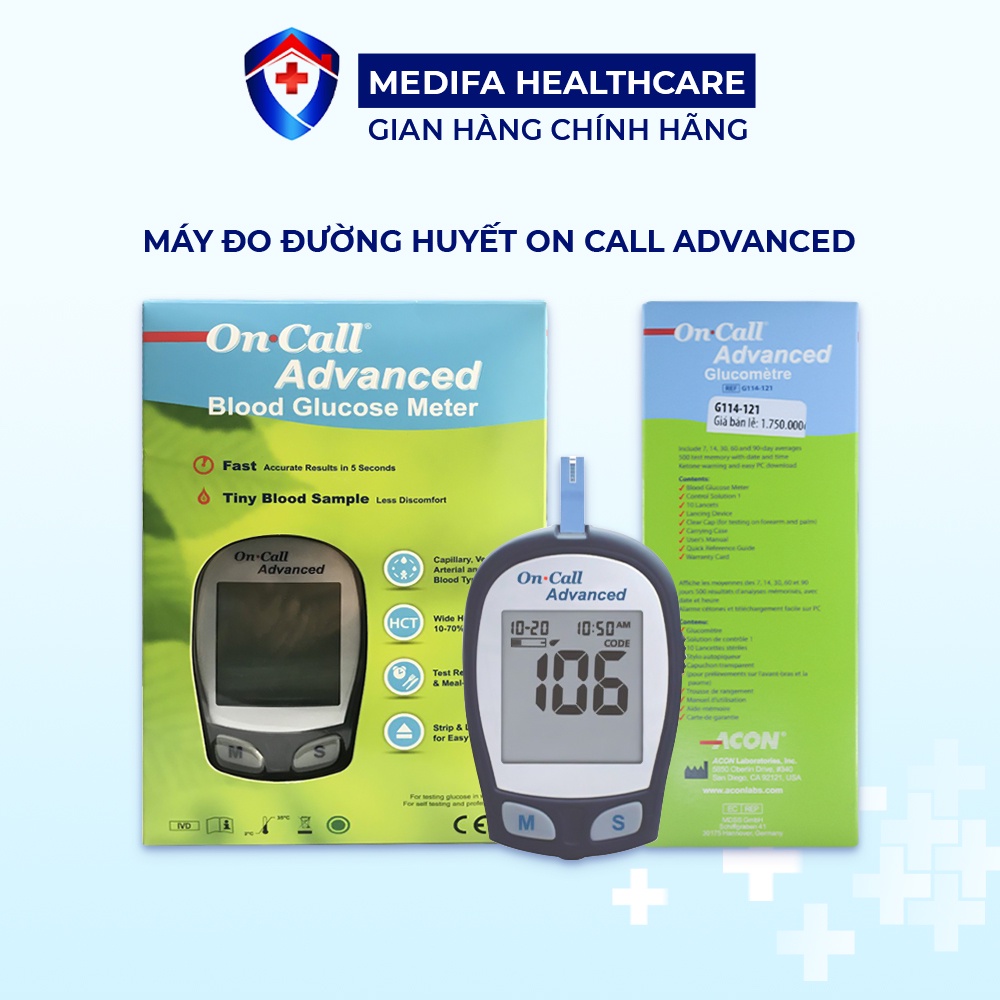 Máy đo đường huyết On Call Advanced chính hãng Acon Biotech Mỹ