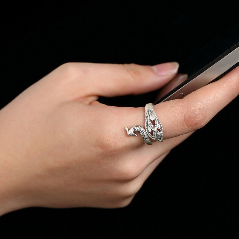 Nhẫn Bạc Thiết Kế Mở Kiểu Dáng Sáng Tạo Phong Cách Retro Cho Nữ
