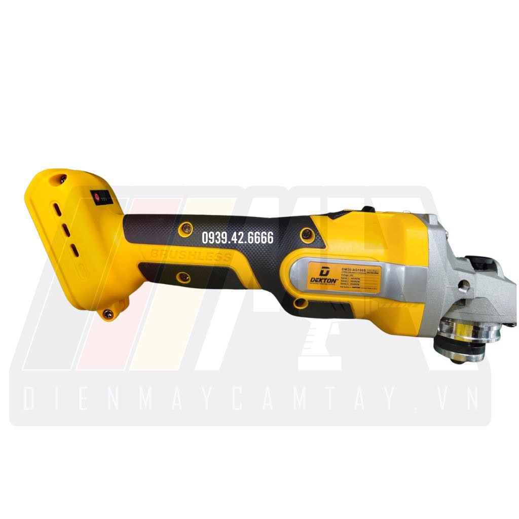 Máy Mài Góc Dùng Pin Dekton D20-AG100S - Chân Pin Dewalt - Motor Brushless - Bạc Đạn NSK 2 Đầu