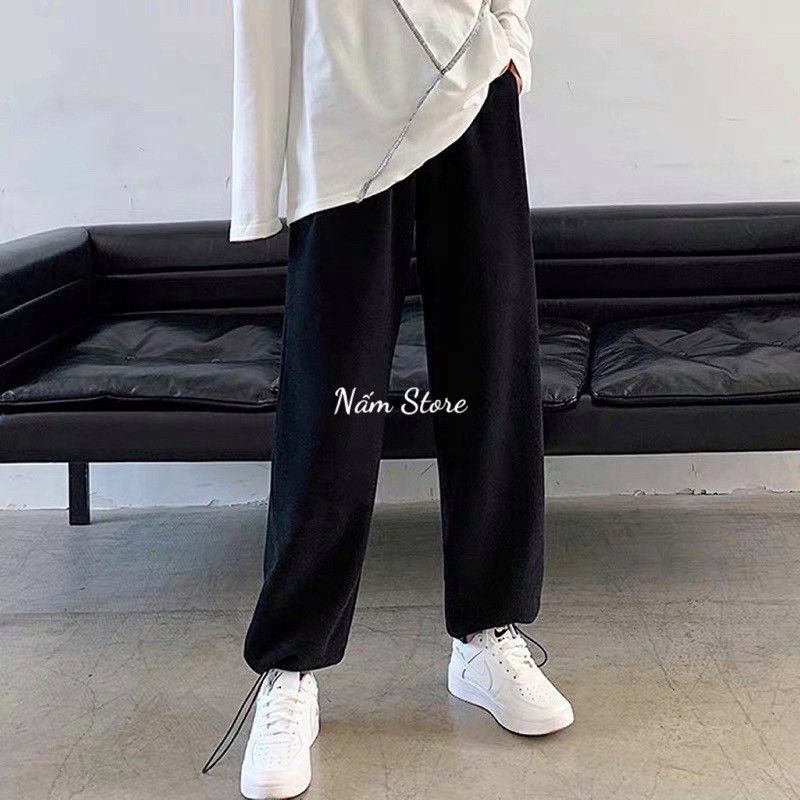 Quần Ống Rộng Nam Jogger DORA Nỉ da cá Ulzzang Dây Rút Ở Gấu - Kiểu quần ống rộng cạp cao Unisex - Nấm Store