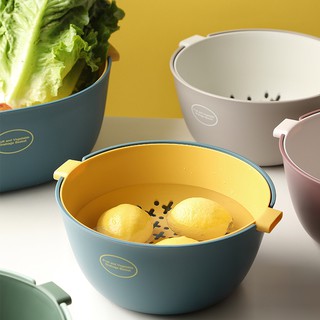 Thickened Double-layer Drain Basket Household Plastic Fruit And Vegetable Washing Basin