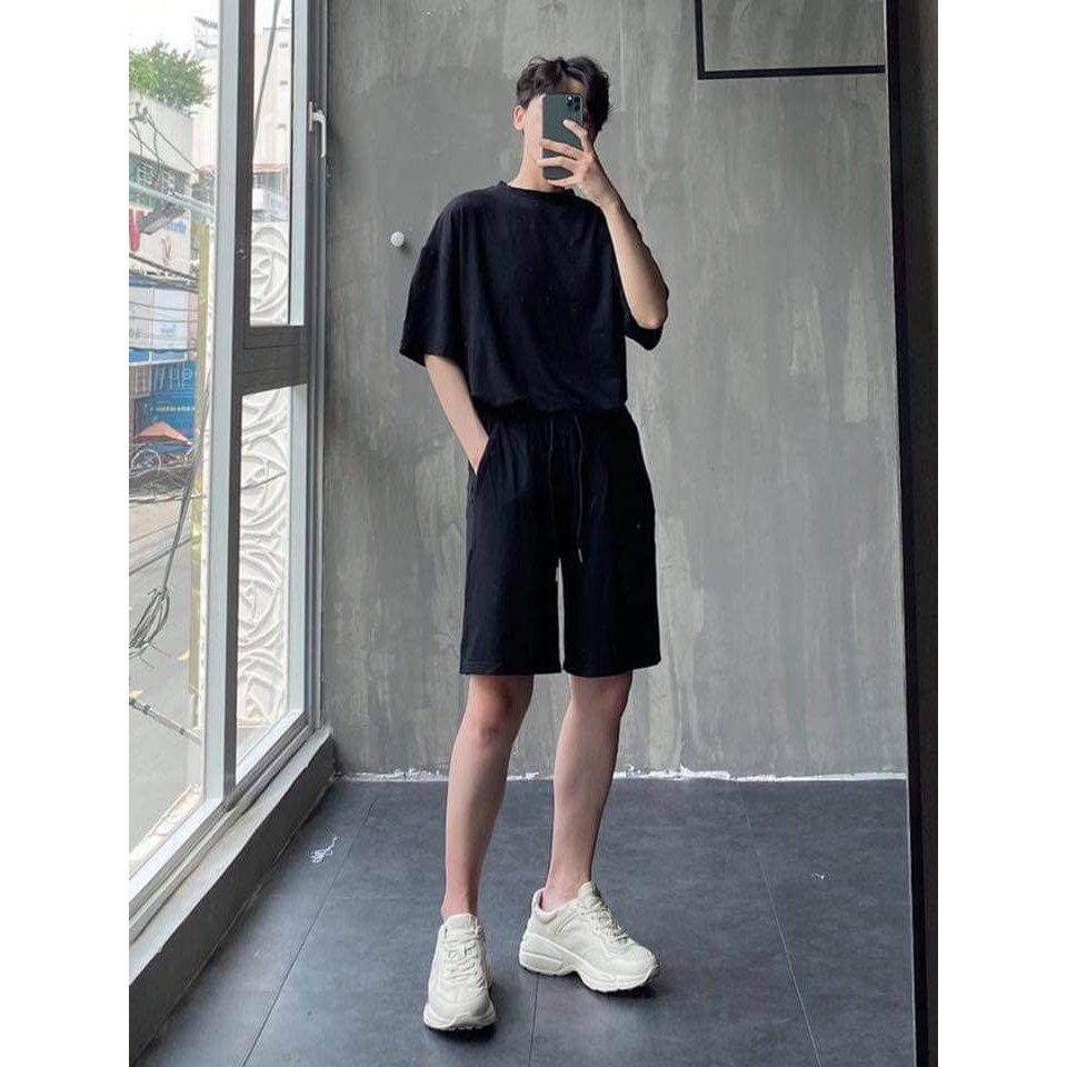 [Mã SKAMA06 giảm 8% tối đa 50K đơn 250K] Set đồ UNISEX BASIC / Quần short trơn đen + Áo thun trơn | BigBuy360 - bigbuy360.vn