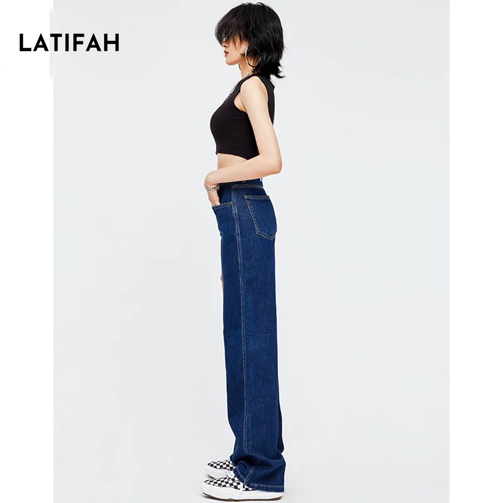 Quần baggy jeans nữ LATIFAH ống rộng đơn giản dài 98cm phong cách năng động trẻ trung QD049