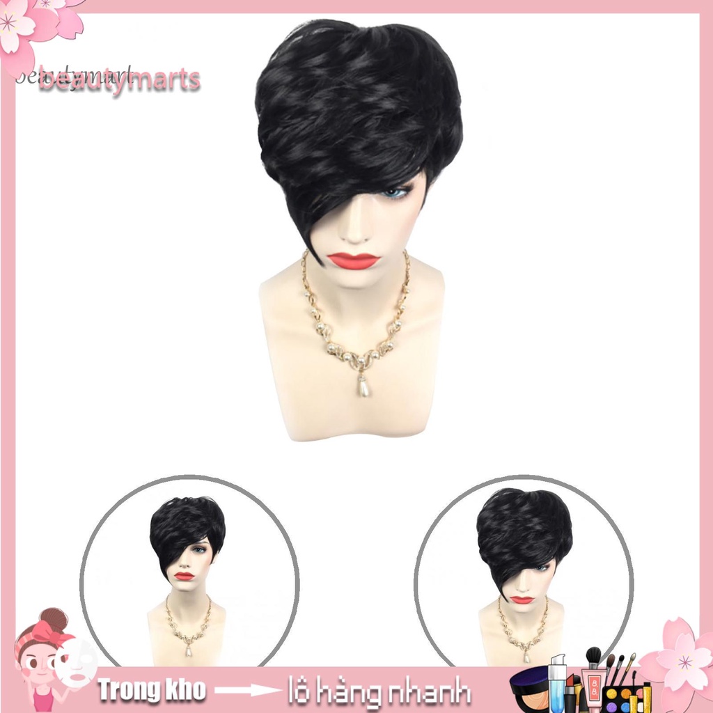 Bộ tóc giả ngắn màu đen cá tính cho nữ