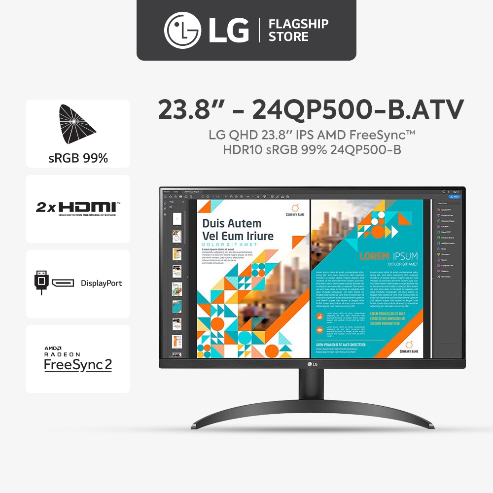 Màn hình máy tính LG QHD 23.8'' IPS AMD FreeSync™ HDR10 sRGB 99% 24QP500-B