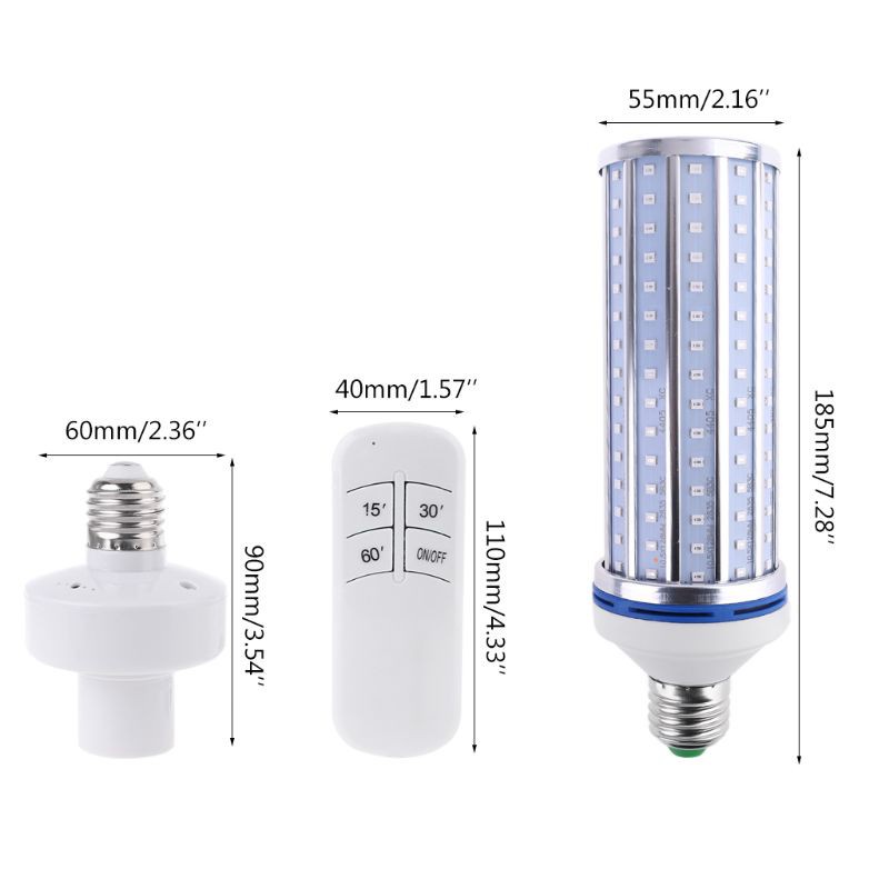 SPMH UV Germicidal Lamp Sanitizer Light, Updated 60W/220V LED UVC Light Bulb E26/E27, CR90+ UV Light Sterilizer Suitable for Home, Restaurant, Office, School - with Remote Control &amp; Lamp