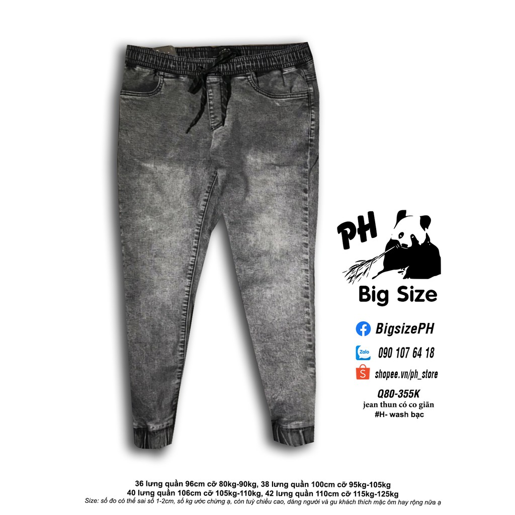 [Nowship/Grab] - [#Bigsize 80kg-125kg]- Quần Joger Jean Thun Dài màu xám co giãn size to- Q80 | BigBuy360 - bigbuy360.vn