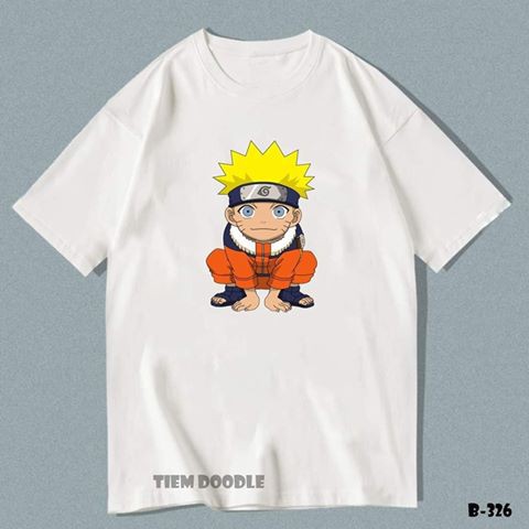 Áo thun tay lỡ Naruto Chibi cưỡi Kurama nhiều mẫu