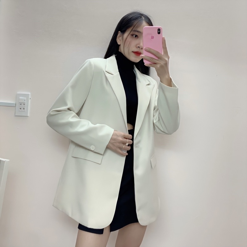 Blazer TD Design màu trắng kem dáng xuông | BigBuy360 - bigbuy360.vn