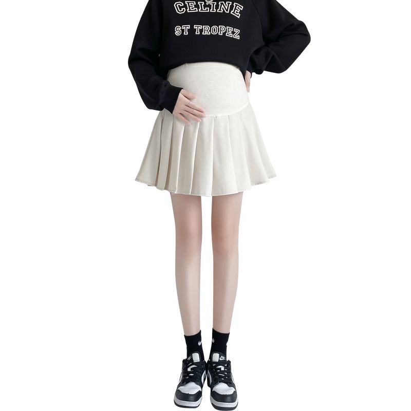 Chân Váy Ngắn Xếp Ly Chống Chói Thời Trang Xuân Thu Cho Mẹ Bầu