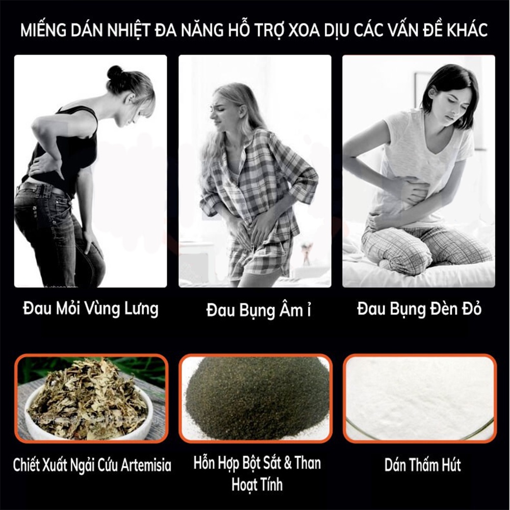 Miếng Dán Giữ Nhiệt Bàn Chân/Dán Cơ Thể Lớn/Nhỏ - Tinh Chất Gừng Tự Nhiên Nam/Nữ Giới - Giảm Ê Buốt Chân, Đau Bụng Kinh