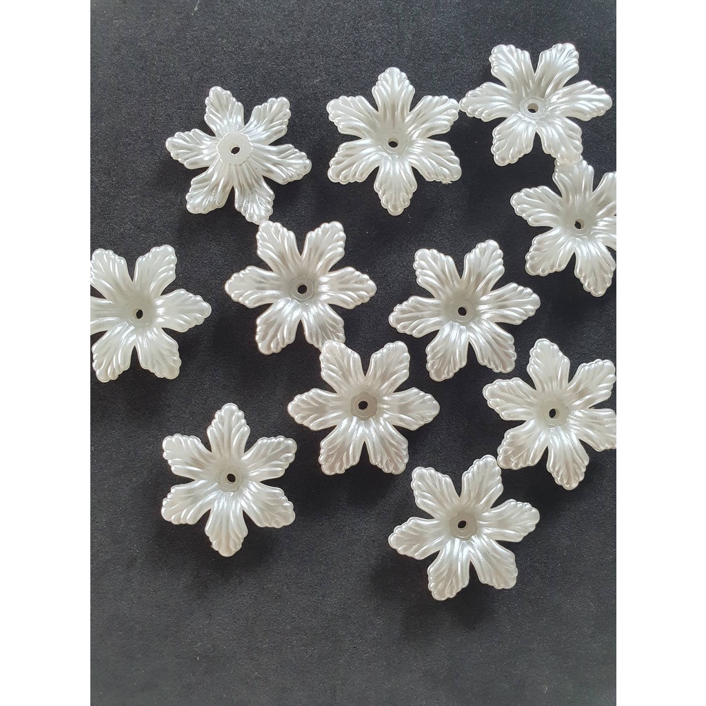 (50g)Hoa nhựa 6 cánh Ngọctrai 28mm, Nguyên liệu làm trang sức cổ trang, Nguyên liệu diy
